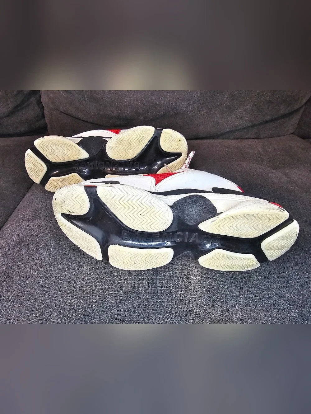 Balenciaga Triple S White Red Black Chunky Sneakers